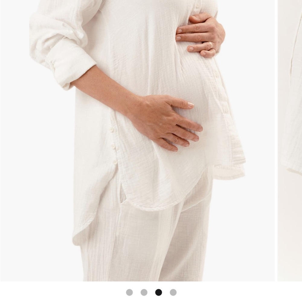 Nom Maternity Everyday Gauze Button Up Shirt Large